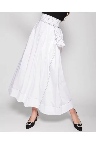 Long cotton poplin skirt with large pockets