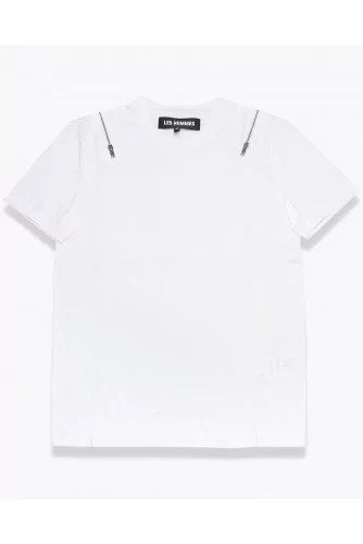 T-shirt in cotton jersey with zipper on the shoulders