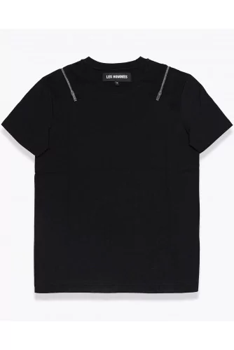 T-shirt en jersey coton avec zip épaules