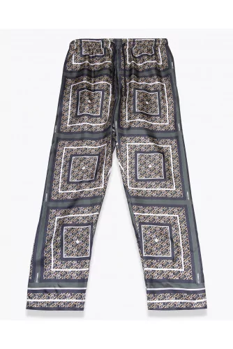 Printed silk pajama pants