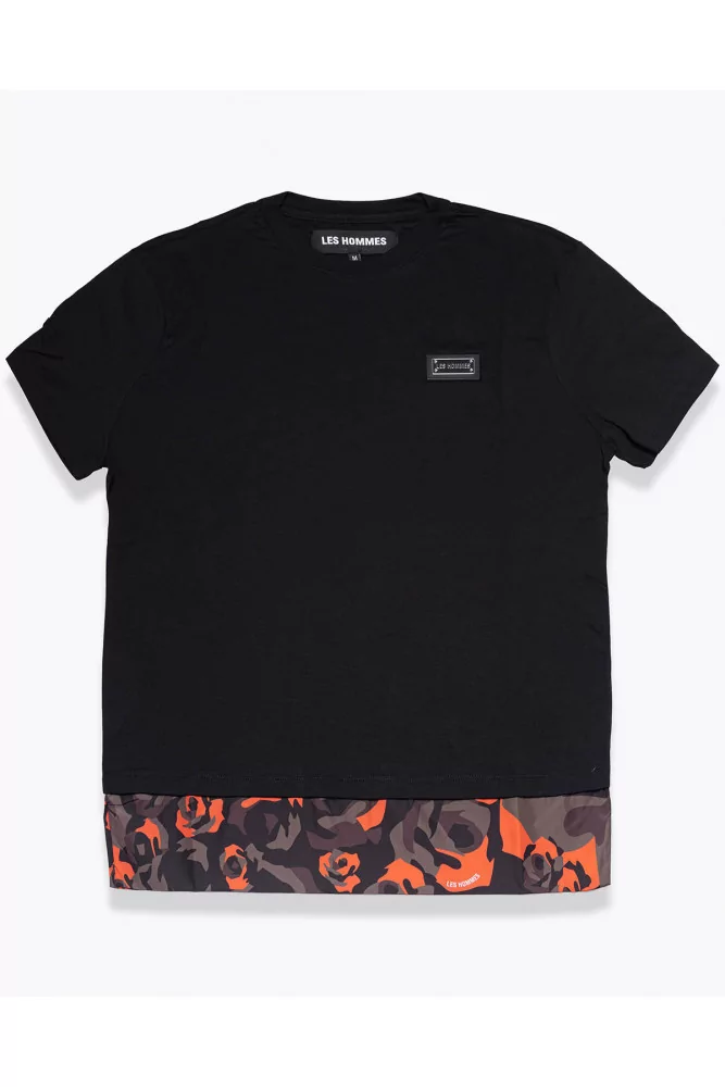 Oversized jersey cotton and nylon T-shirt with camouflage print