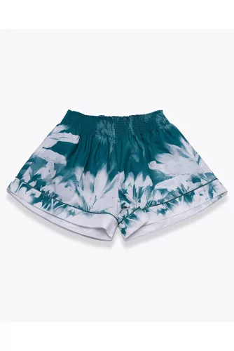 Short en voile de coton avec imprimé nature