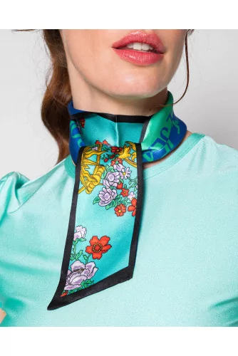 Silk headscarf with floral print