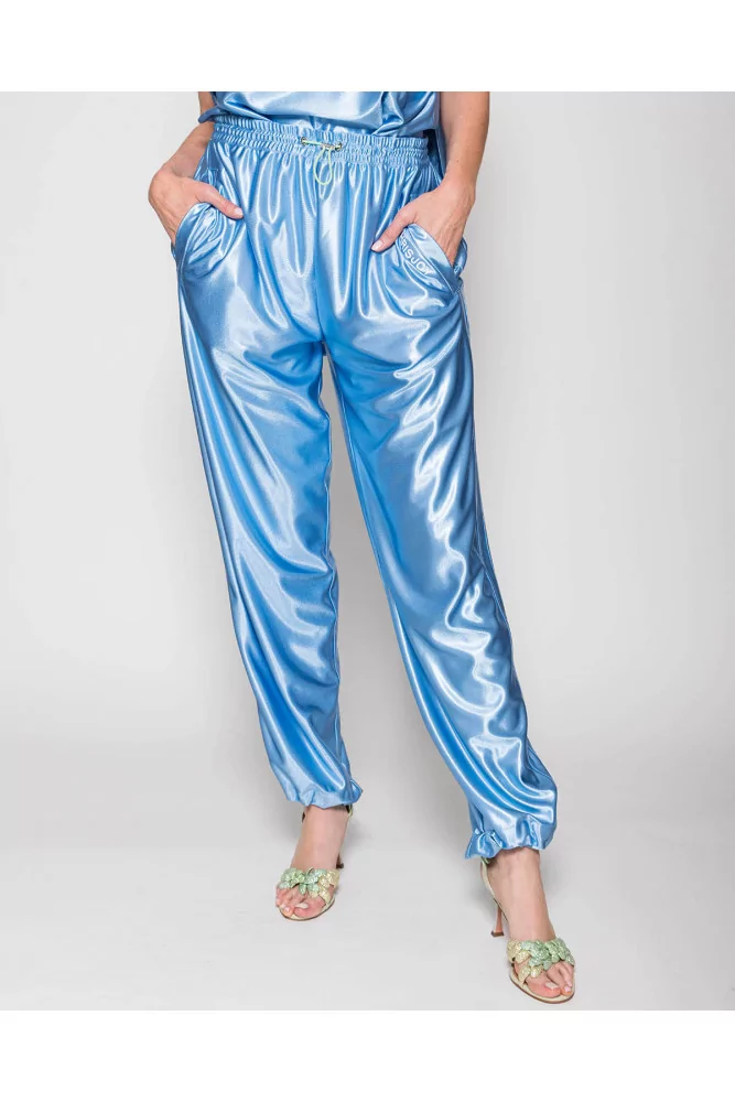 Khrisjoy - Pantalon de jogging oversize en satin bleu M