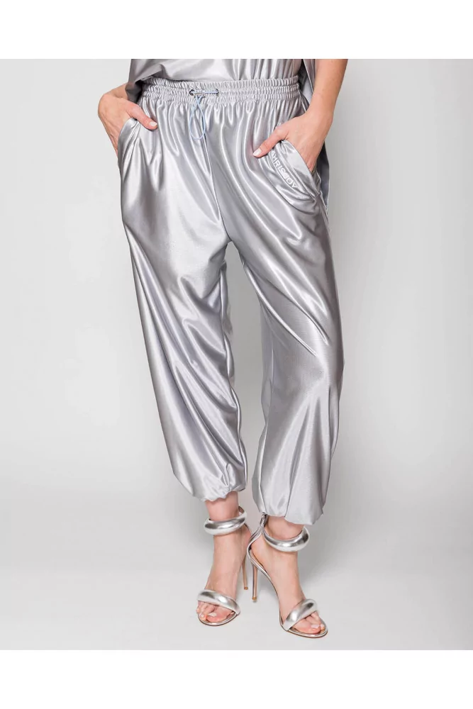 Khrisjoy - Pantalon de jogging oversize en satin argent S