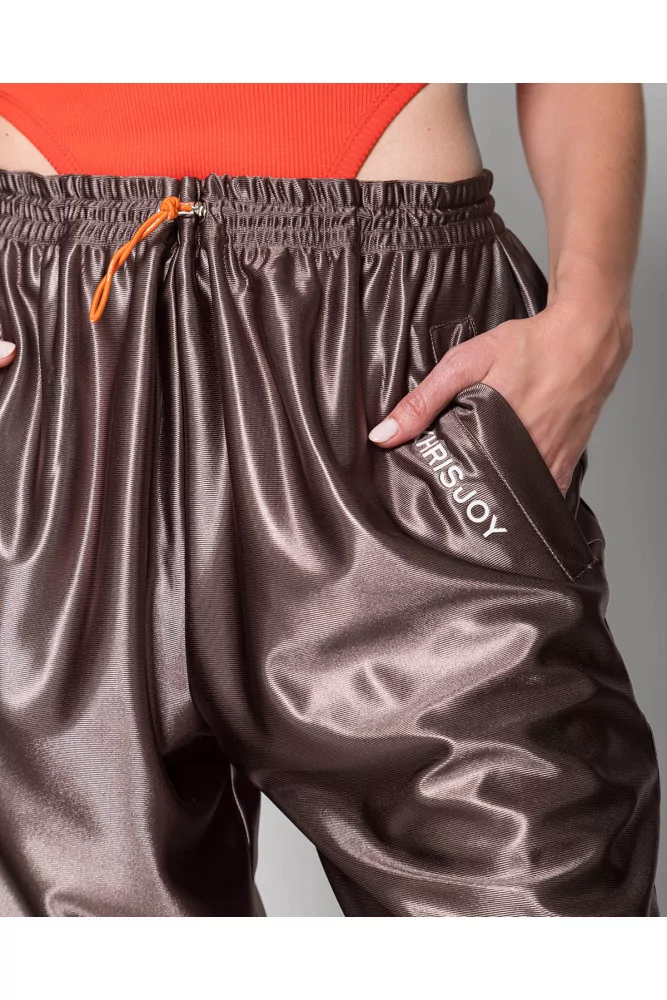 Khrisjoy - Pantalon de jogging oversize en satin M Marron