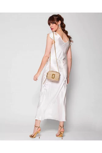 Long silk dress with V neckline