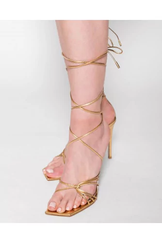 Sandales à talon spartiates en cuir nappa avec brides 105