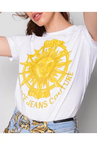 Cotton jersey T-shirt with sun print SS