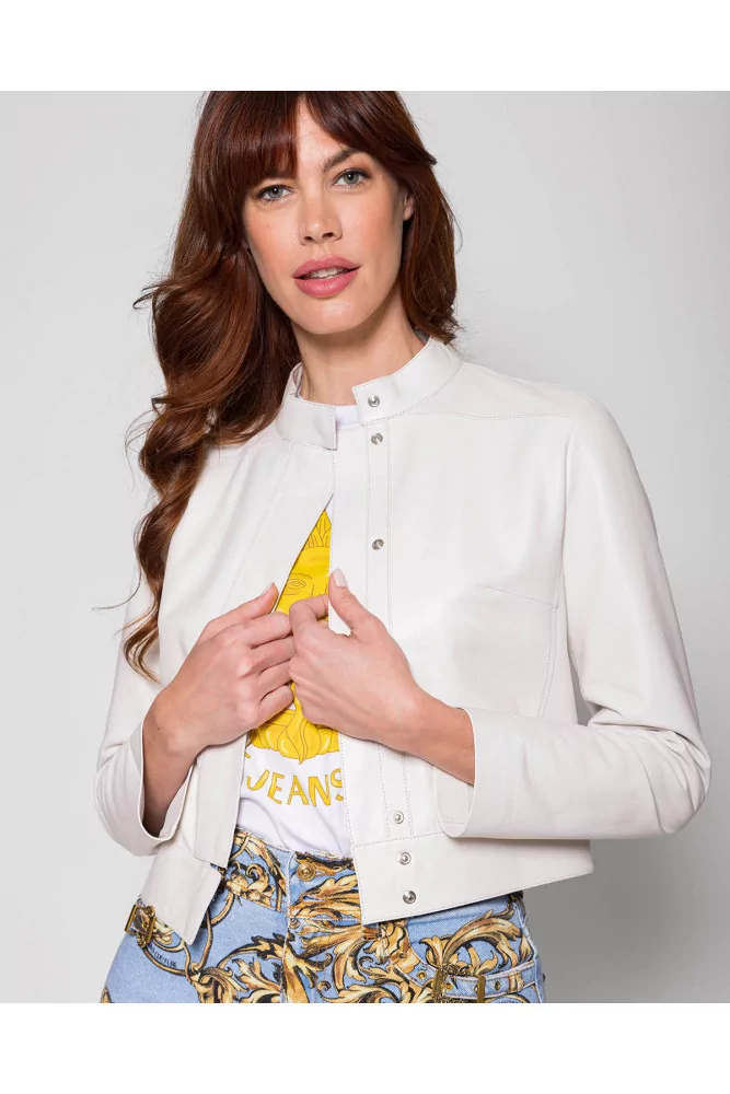 Desa 1972 - Blouson court en cuir nappa 42 blanc