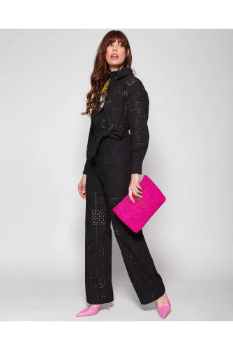 Cotton jumpsuit with long sleeves and belt