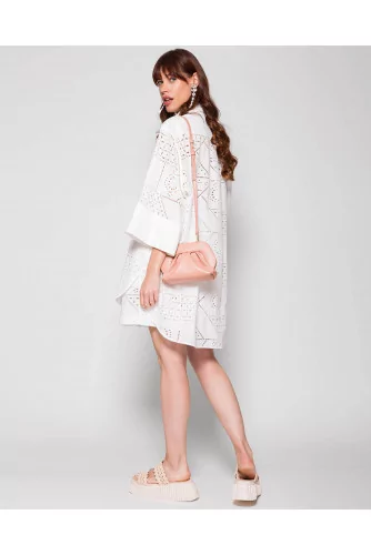 Cotton shirt dress with English embroidery