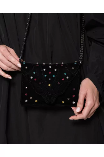 Felina - Velvet clutch bag with colored stones