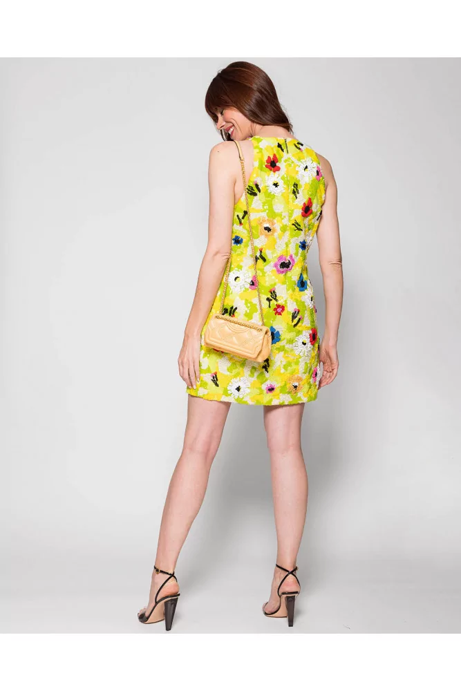 MSGM Multicolored tulle short dress with pearled embroideries for women