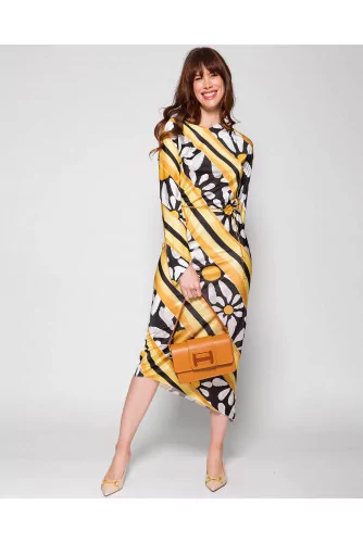 Achat Jersey and viscose dress with printed stripes and flowers - Jacques-loup