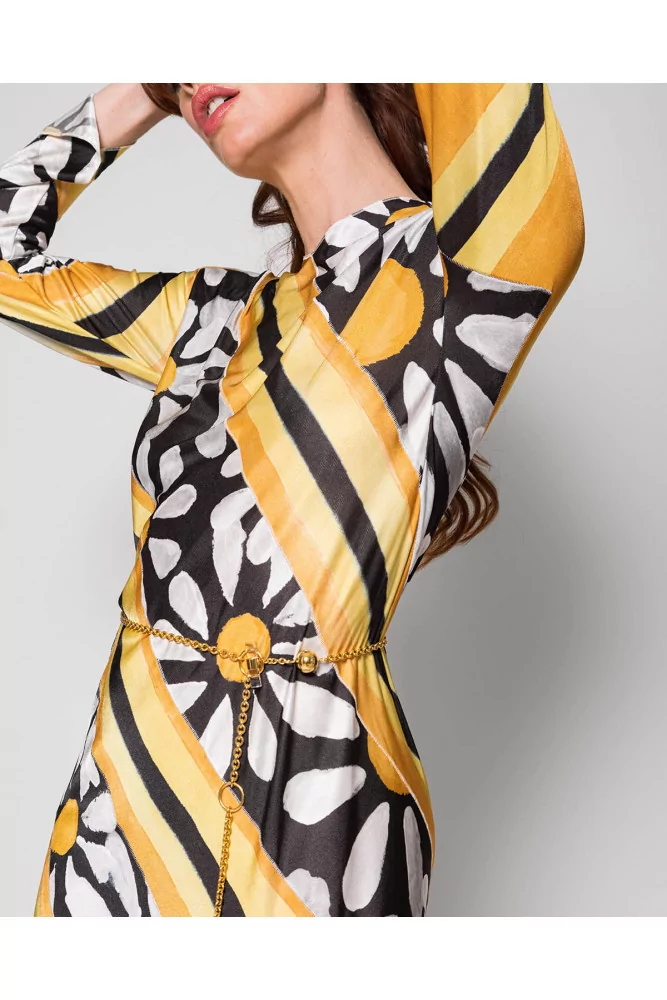 Marni - Robe en jersey et viscose avec bandes et fleurs imprimées 46 multicolor