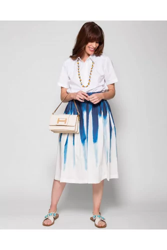 Flounced skirt in cotton poplin