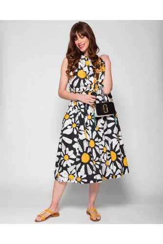 Cotton poplin skirt with daisy print