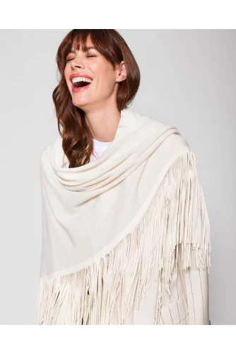 Achat Triangular suede and cashmere scarf extra large with fringes - Jacques-loup