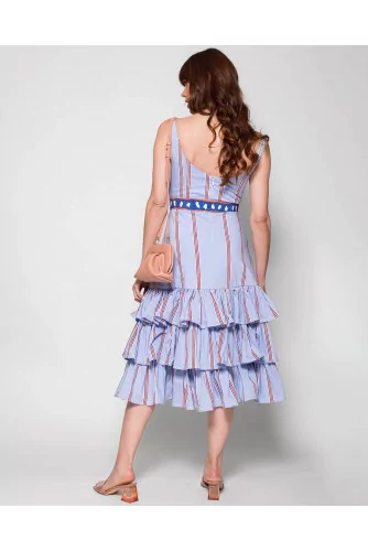 Cotton striped dress with ruffles