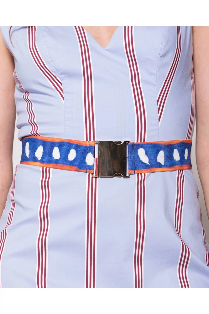 Stella Jean - Ceinture élastique avec fermoir en métal 40 bleu