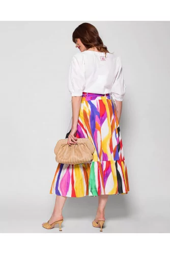 Long cotton skirt with belt