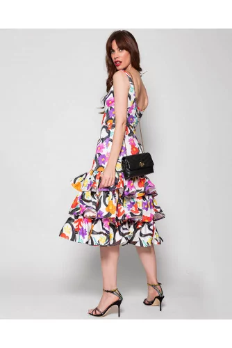 Cotton dress with ruffles and print