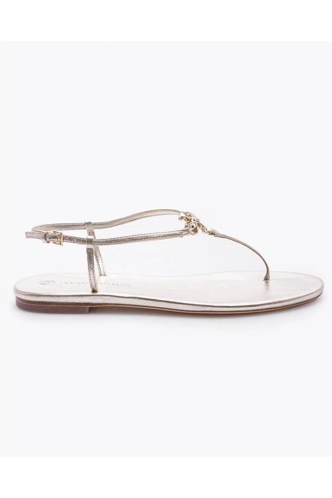 Capri Strap Sandals - Leather toe thong sandals with logo