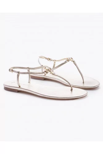 Capri Strap Sandals - Leather toe thong sandals with logo