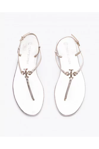 Capri Strap Sandals - Leather toe thong sandals with logo