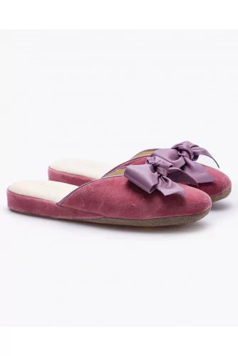 Nicole - Velvet indoor mules with decorative leather knot 20