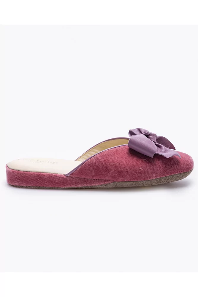 Nicole - Velvet indoor mules with decorative leather knot 20