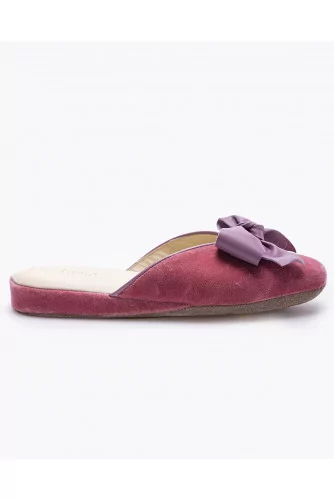 Nicole - Velvet indoor mules with decorative leather knot 20