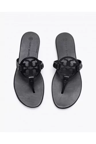 Milles - Leather flip-flops with decorative logo