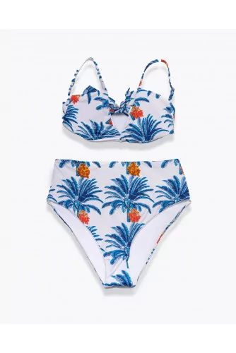 Pacifico Niche - Two-piece triangle swimsuit with palm print