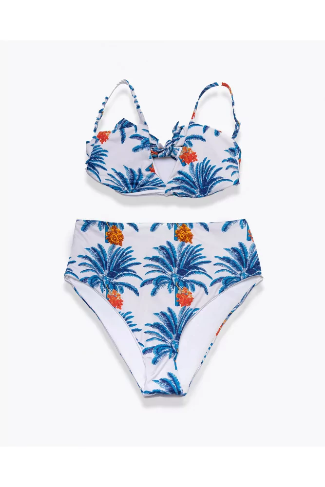 Pacifico Niche - Two-piece triangle swimsuit with palm print