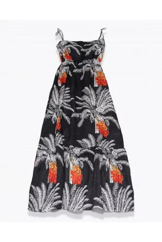 La Polera - Robe en lin avec bretelles et imprimé palmier
