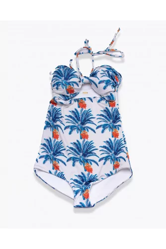 Lili One - Lycra bathing suit with palm print