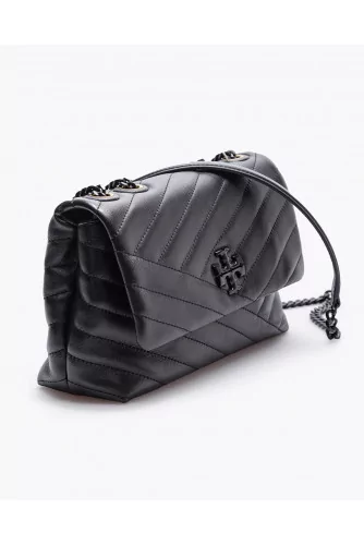 Kira - Quilted patina leather bag with flap