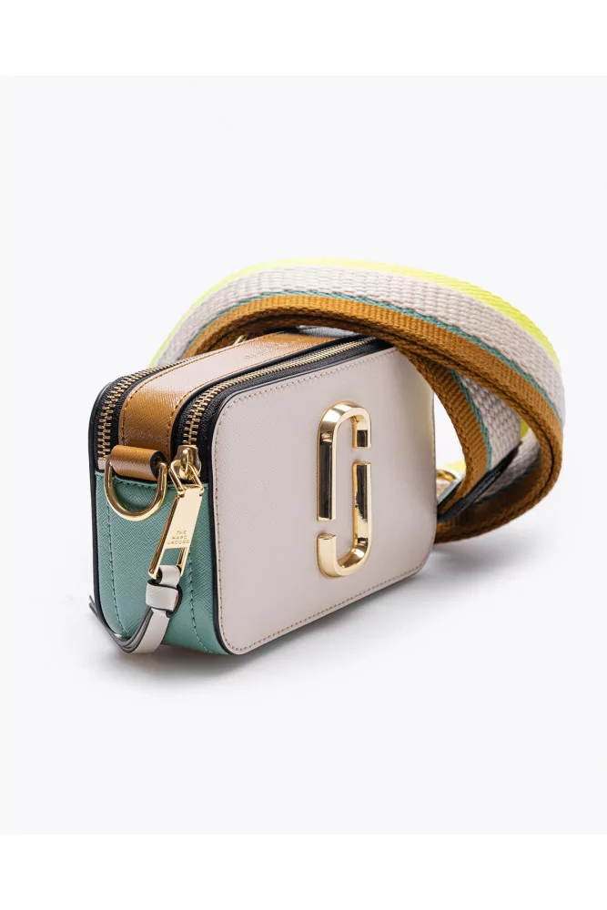 The Snapshot of Marc Jacobs - Beige, turquoise and cognac colored printed  leather rectangular bag with shoulder strap for women