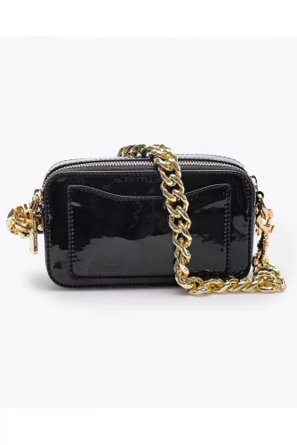 Black Rectangular Quilted Chain Strap Bag with Coin Purse