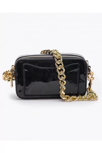 Snapshot - Rectangular patent leather bag with metal logo