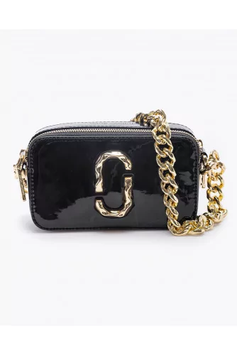 Snapshot - Rectangular patent leather bag with metal logo