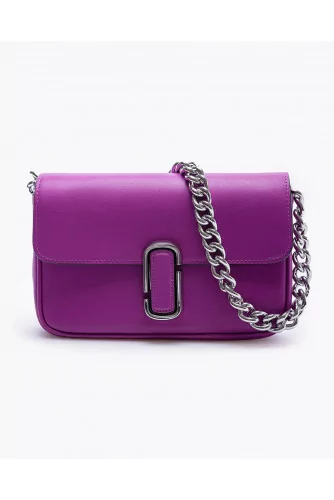 The J Shoulder Bag - Leather bag with shoulder strap and magnetic flap with logo