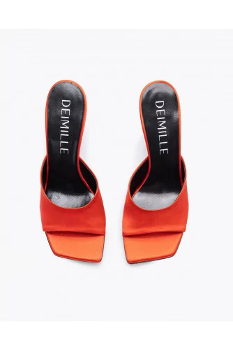 Mule Deimille orange avec talon coeur en plexis tal. 90