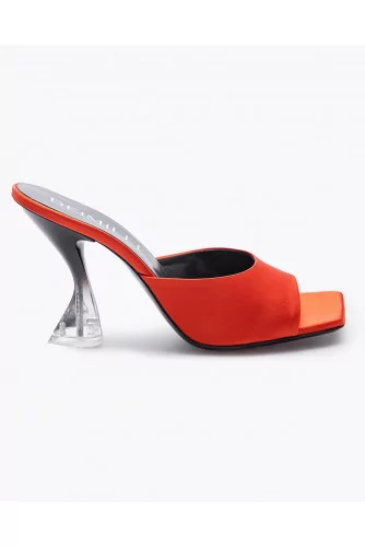 Mule Deimille orange avec talon coeur en plexis tal. 90