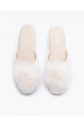 Marguerite - Velvet indoor mules with feathers 35