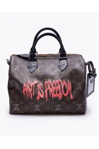 LV Speedy - Customized bag with silver and python details 30 cm