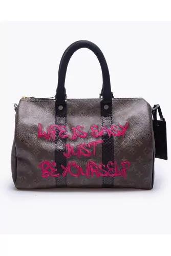 LV Speedy - Teddy - Customized bag with silver and python details 35 cm