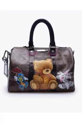 LV Speedy - Teddy - Customized bag with silver and python details 35 cm